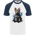 Yorkshire Terrier Splash Yorkie Dog Mens S/S Baseball T-Shirt White/Navy Blue