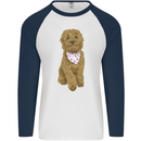 A Doodle Goldendoodle Dog Mens L/S Baseball T-Shirt White/Navy Blue