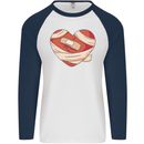 A Broken Heart Anti Valentines Day Single Mens L/S Baseball T-Shirt White/Navy Blue
