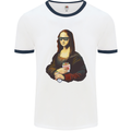 Kebab Mona Lisa Funny Food Mens Ringer T-Shirt White/Navy Blue