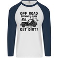 Off Road Driving Club Get Dirty 4x4 Funny Mens L/S Baseball T-Shirt White/Navy Blue