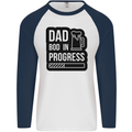 Dad Bod In Progress Funny Fathers Day Mens L/S Baseball T-Shirt White/Navy Blue