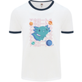 Kawaii Axolotl in Space Mens Ringer T-Shirt White/Navy Blue