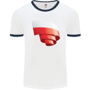 Curled Poland Flag Polish Day Football Mens Ringer T-Shirt White/Navy Blue