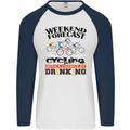 Weekend Forecast Cycling Cyclist Bicycle Mens L/S Baseball T-Shirt White/Navy Blue