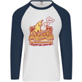 A Naked Banana Cold in Bed Mens L/S Baseball T-Shirt White/Navy Blue