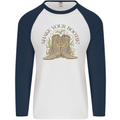 Mardi Gras Shake Your Bootie Mens L/S Baseball T-Shirt White/Navy Blue