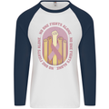 Breast Cancer Awareness Fights Alone Mens L/S Baseball T-Shirt White/Navy Blue