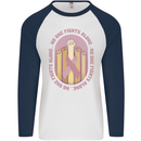 Breast Cancer Awareness Fights Alone Mens L/S Baseball T-Shirt White/Navy Blue