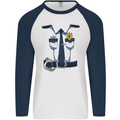 Police Fancy Dress Costume Outfit Stag Do Mens L/S Baseball T-Shirt White/Navy Blue