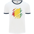 Torn Guinea Flag Guinean Day Football Mens Ringer T-Shirt White/Navy Blue