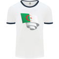 Curled Algeria Flag Algerian Day Football Mens Ringer T-Shirt White/Navy Blue