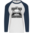 I Can't Hear You Im Gaming Funny Gamer Mens L/S Baseball T-Shirt White/Navy Blue