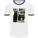 Full Moon Feral Instinct Black Cat Halloween Mens Ringer T-Shirt White/Navy Blue