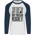 You Can't Buy Love Funny Rescue Dog Puppy Mens L/S Baseball T-Shirt White/Navy Blue