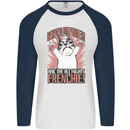 Hail the All Mighty Frenchie French Bulldog Dog Mens L/S Baseball T-Shirt White/Navy Blue