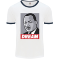 Dream Martin Luther King Black Lives Matter Mens Ringer T-Shirt White/Navy Blue