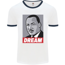 Dream Martin Luther King Black Lives Matter Mens Ringer T-Shirt White/Navy Blue