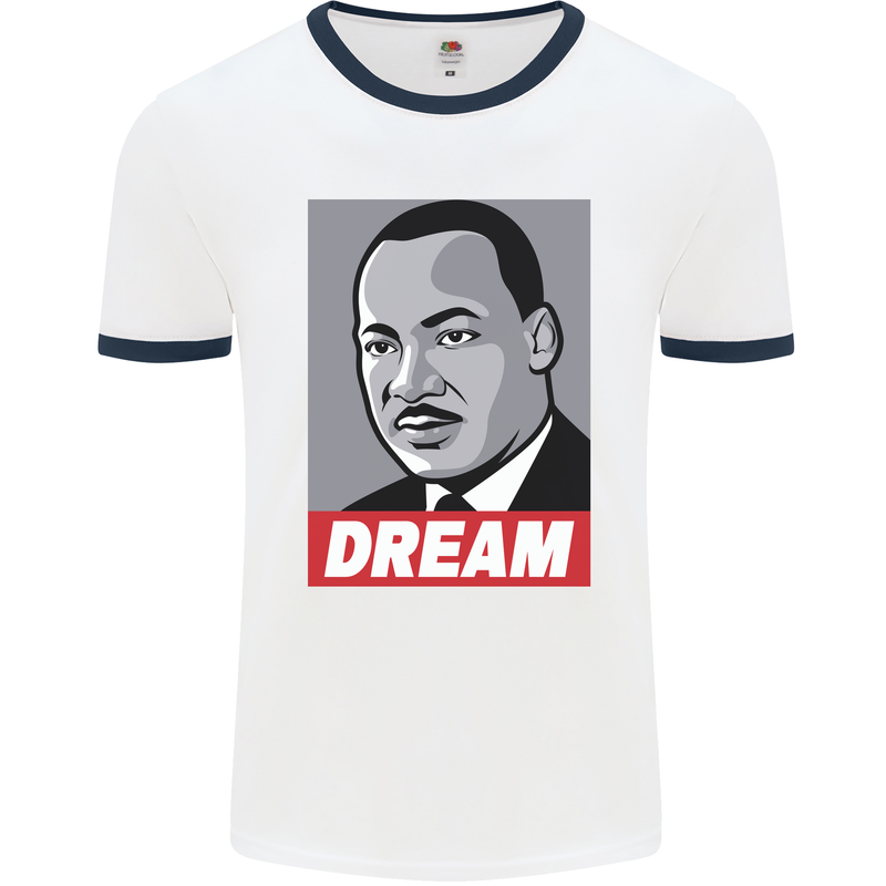 Dream Martin Luther King Black Lives Matter Mens Ringer T-Shirt White/Navy Blue