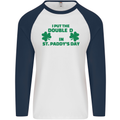 I Put the DD in St. Paddy's Day Funny Boobs Mens L/S Baseball T-Shirt White/Navy Blue