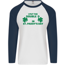 I Put the DD in St. Paddy's Day Funny Boobs Mens L/S Baseball T-Shirt White/Navy Blue