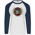 Spain Bodybuilding Flag Gym Training Spanish Mens L/S Baseball T-Shirt White/Navy Blue