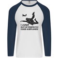 I Jump out of Good Airplanes Para Skydiving Mens L/S Baseball T-Shirt White/Navy Blue