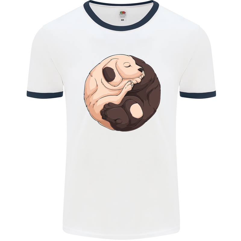 Yin Yang Dogs Mens Ringer T-Shirt White/Navy Blue