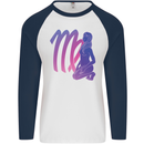 Virgo Woman Star Sign Astrological Zodiac Mens L/S Baseball T-Shirt White/Navy Blue
