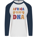 Africa is My DNA Juneteenth Black Lives Matter Mens L/S Baseball T-Shirt White/Navy Blue