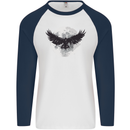 Raven Moon Vikings Mens L/S Baseball T-Shirt White/Navy Blue