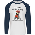 I Have Selective Hearing Sarcasm Slogan Mens L/S Baseball T-Shirt White/Navy Blue