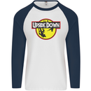 Upside Down SCI-FI TV Program Mens L/S Baseball T-Shirt White/Navy Blue