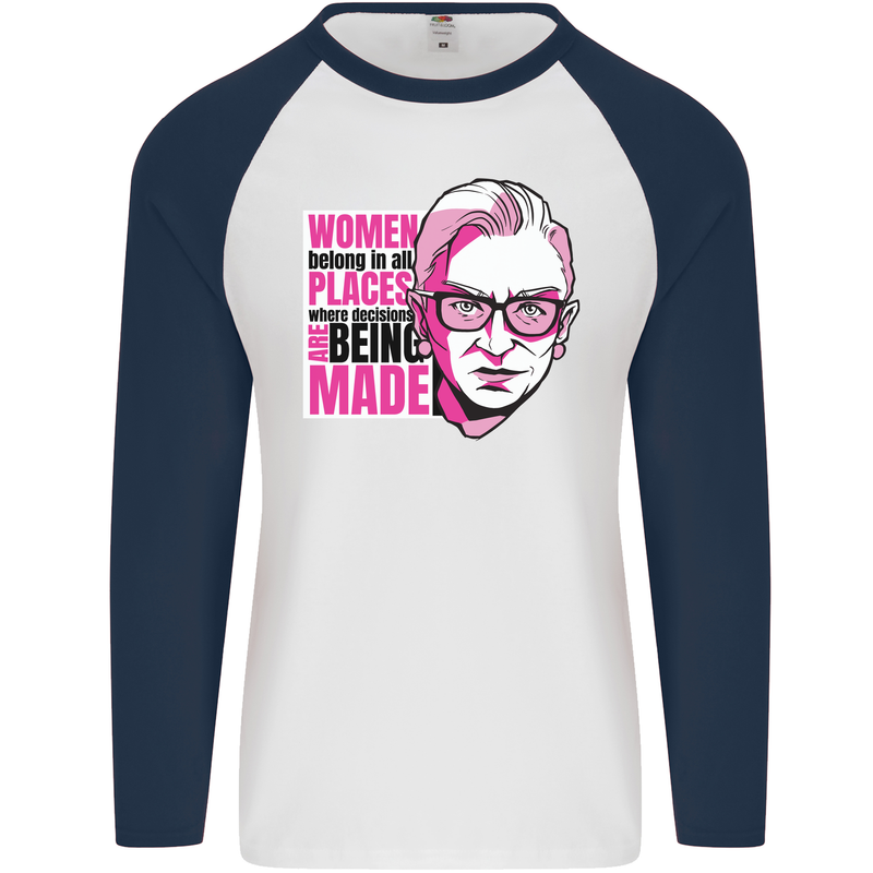 Women Empowerment Feminism Feminist Mens L/S Baseball T-Shirt White/Navy Blue