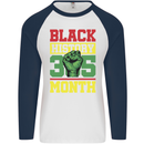 Black History Month Lives Matter African Mens L/S Baseball T-Shirt White/Navy Blue