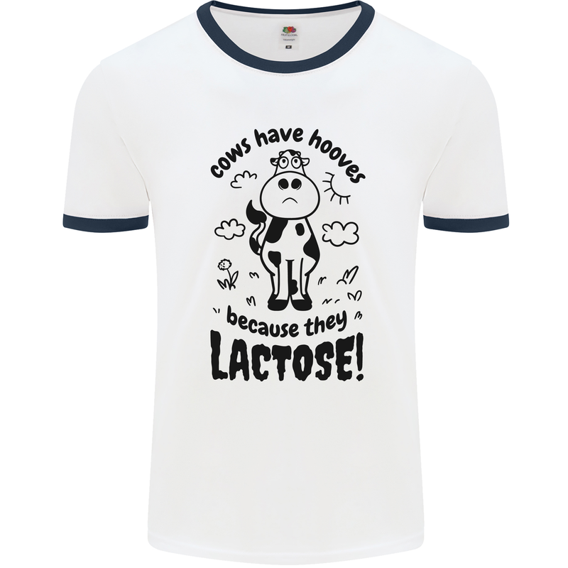 Cows Have Hooves Because They Lack Toes Mens Ringer T-Shirt White/Navy Blue