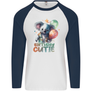 Birthday Cutie Koala 3rd 4th 5th 6th 7th 8th Mens L/S Baseball T-Shirt White/Navy Blue