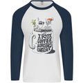 I Run On Coffee and Christmas Cheer Skull Mens L/S Baseball T-Shirt White/Navy Blue