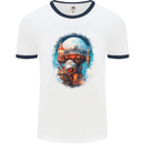 Santa Claus Lapland Sleigh Mens Ringer T-Shirt White/Navy Blue