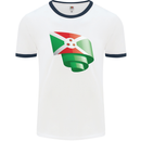 Curled Burundi Flag Burundians Day Football Mens Ringer T-Shirt White/Navy Blue