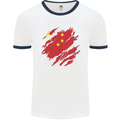 Torn China Flag Chinese Day Football Mens Ringer T-Shirt White/Navy Blue