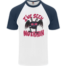 I've Seen Mothman Mens S/S Baseball T-Shirt White/Navy Blue