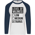 Levels of Wildness Taurus Mens L/S Baseball T-Shirt White/Navy Blue