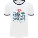 Super Mom Wife Nurse Mothers Day Gift Mens Ringer T-Shirt White/Navy Blue