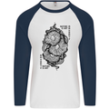 Nature is Art Mushroom Fungi Mycology Mens L/S Baseball T-Shirt White/Navy Blue