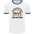 I am the View Funny Cat Mens Ringer T-Shirt White/Navy Blue