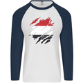 Torn Yemen Flag Yemeni Day Football Mens L/S Baseball T-Shirt White/Navy Blue