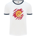 Torn  Kyrgyzstan Flag Kyrgyz Day Football Mens Ringer T-Shirt White/Navy Blue