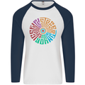 Gym Be Stronger Than Your Excuses Fitness Mens L/S Baseball T-Shirt White/Navy Blue