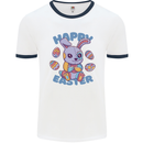 Happy Easter Bunny Mens Ringer T-Shirt White/Navy Blue